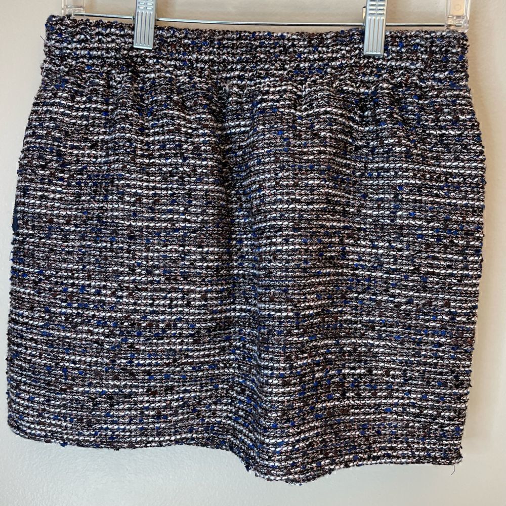 48.Color Block| Wool Tweed cotton blend|Size 38(EU)| Mini Skirt| Pockets - Picture 7 of 11